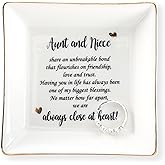 HOME SMILE Mother's Day Aunt Gifts from Niece,Aunt and Niece Gifts,Ceramic Jewelry Dish Tray for Aunts BirthdayValentine's,Thanksgiving,Xmas-Aunt and Niece Share an Unbreakable Bone