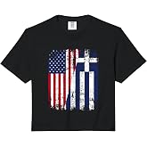 Greek American Flag | Men Women Kids | Greece Comfort Colors Crop Top