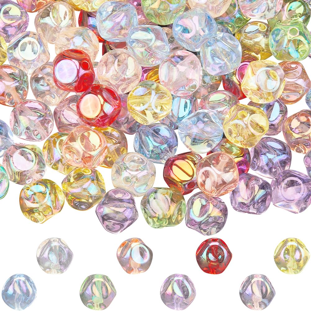 SOFPLATE 160Pcs 8 Colors Acrylic Round Faceted Beads Transparent Crystal Bead Bulk 16mm UV Color Craft Round Spacer Beads with Hole for Bracelets Earring Necklace Jewelry Making Beading DIY Crafts