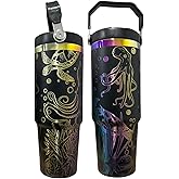 Silva lining designing Sea life Stainless steel tumbler 30oz tumbler Animal Sea turtles Octopus Ocean Waves Water bottle Cute animal cup (30oz Black/Rainbow(66)/Octopus(D25))