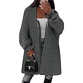 COCCKO Women's 2025 Long Sleeve Cardigan Sweaters Open Front Bow Tie Up Cardigan with Pockets