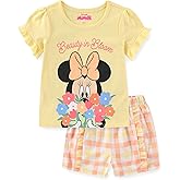 Disney Minnie Mouse Girls Short Sleeve Shirt and Shorts Set for Toddler and Big Kids