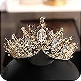 COCIDE Gold Crown for Women Baroque Queen Crown and Tiara for Girls Crystal Headband Mermaid Crown Princess Hair Accessories for Bride Birthday Party Bridesmaids Halloween Costume Cosplay