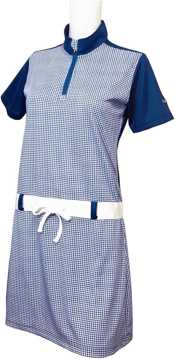 Amazon ゴルフウェア レディース 春夏モデル 半袖 Zip ハイネック ワンピース 千鳥格子 Uvカット 抗菌消臭 ピンク L チュニック ワンピース 通販