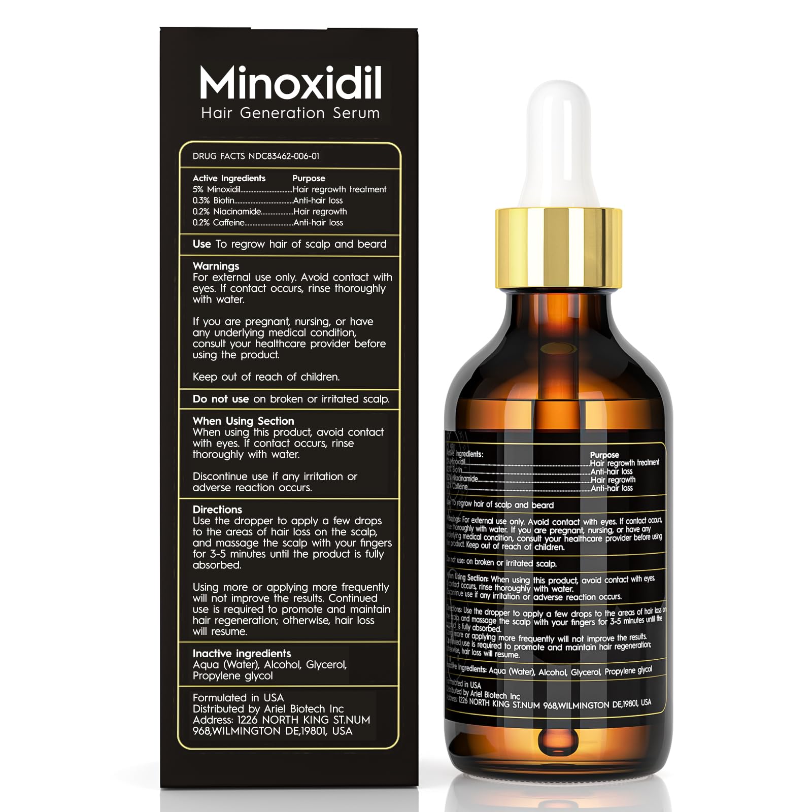 5% Minoxidil Hair Growth Serum Oil For Men and Women, Biotin Hair Serum, Safest Hair Regrowth Treatment, Prevent Scalp Hair Loss 60ml / 2.11 fl.oz