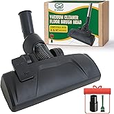 EZ SPARES 32/35mm 2-in-1 Floor Brush, Swivel Head with Wheels, Black | Dual-surface tool flips from hardwood to carpet fast. Swivel neck glides around legs and corners. Fits most vacuum.