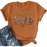 Retro Rodeo Shirt Women Cowgirl Bleached T Shirt Western Cowboy Rodeo Outfit Country Music Tee Short Sleeve Top