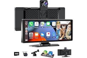 ACCFLY Carplay Screen for Car,10.26" HD Car Stereo for Apple Carplay & Android Auto -with Rotatable 4K Dash Cam & HD Backup Camera, Dual Front/Inside Recording, GPS Navigator for Cars,Trucks