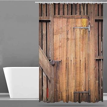 Amazon Com Xxans Shower Curtain Wooden Barn Door Shower