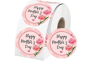 REMERABEL 500 Pcs Happy Mother's Day Heart Shaped Stickers 2 Inch Floral Mothers Day Gift Tags Mother's Day Presents Labels Mother's Day Party Favor Sticker for Envelope Seal Cards Boxes Gift Wrap(Color1)