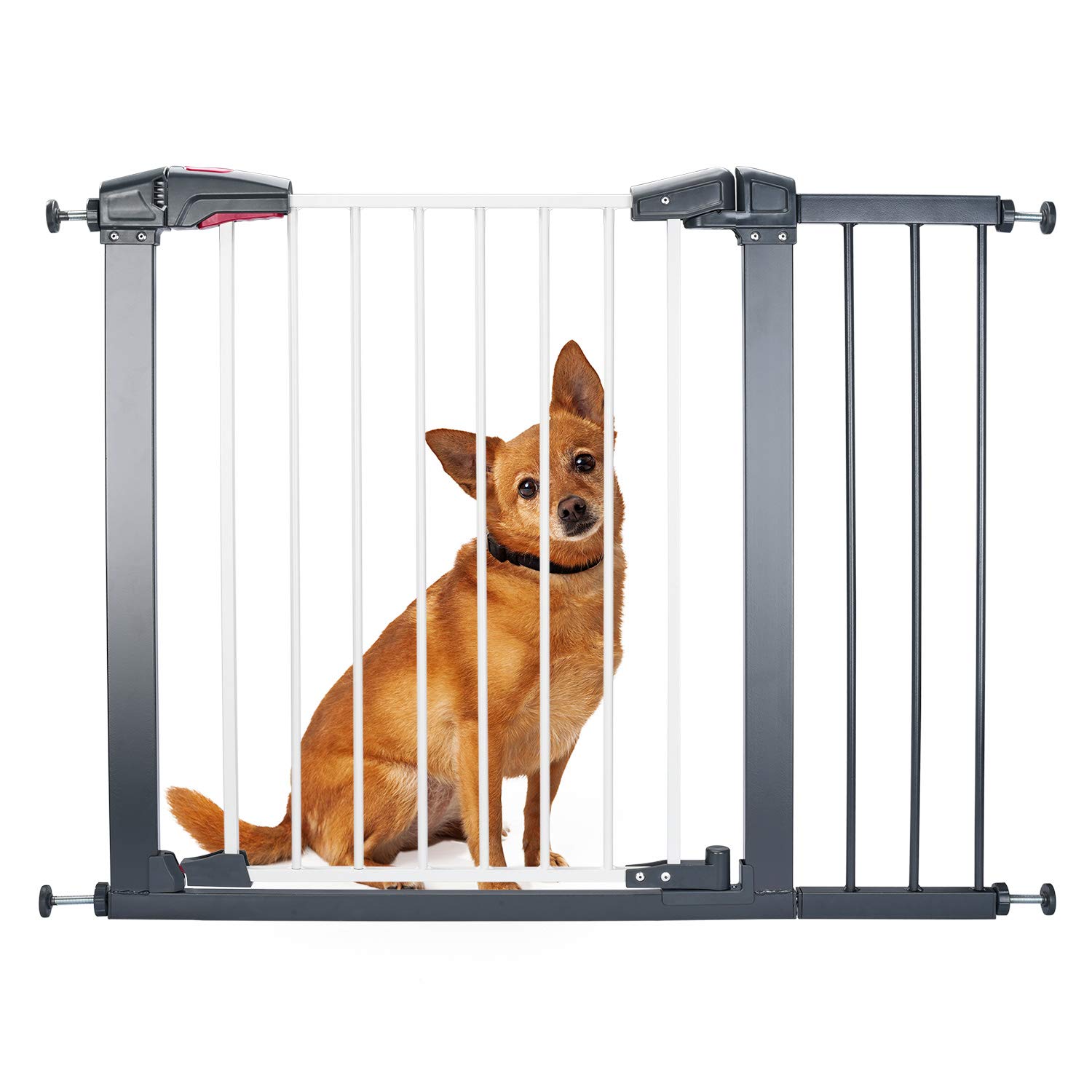Cyttengo Easy Step Walk Through Baby Gate with Safety Door, Half Door Tall Metal Pet Gate for Dogs&Cats, 29" to 33" Wide and 31" High Pressure Mount Toddler Gate for Doorway/Stair/ Hallway-No Drill