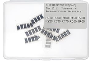 MERICDA 10 Values x 5 Pieces, Total 50 Pieces, 2512 1% SMD Surface Mount Thick Film Chip Precision Resistor Kit