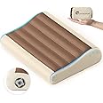 FLEXTAILGEAR Inflatable Camping Pillow With Neck Contour Ergonomic Travel Equipment With Removable Washable Separate TPU Cover For Camping Hiking Airplane Car Travel