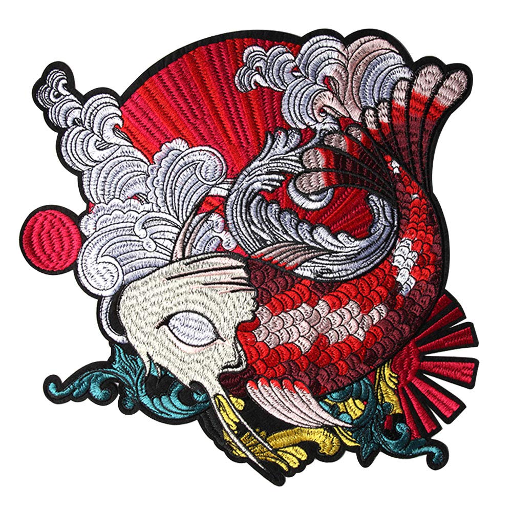 Photo 1 of Wixine 1Pcs Japanese Koi Fish Embroidered Patch Sew Iron On Applique Badge DIY Craft Decor