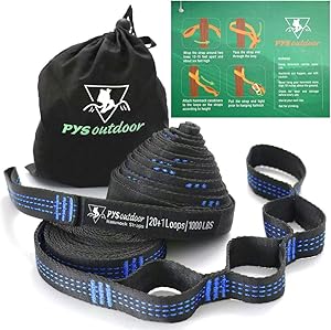 pys XL Hammock Tree Straps, 40 Loops&20ft Long Combined, 2000 LBS Heavy Duty, Lightweight, Easy Setup, Fits All Hammocks (Blue, 20+1)