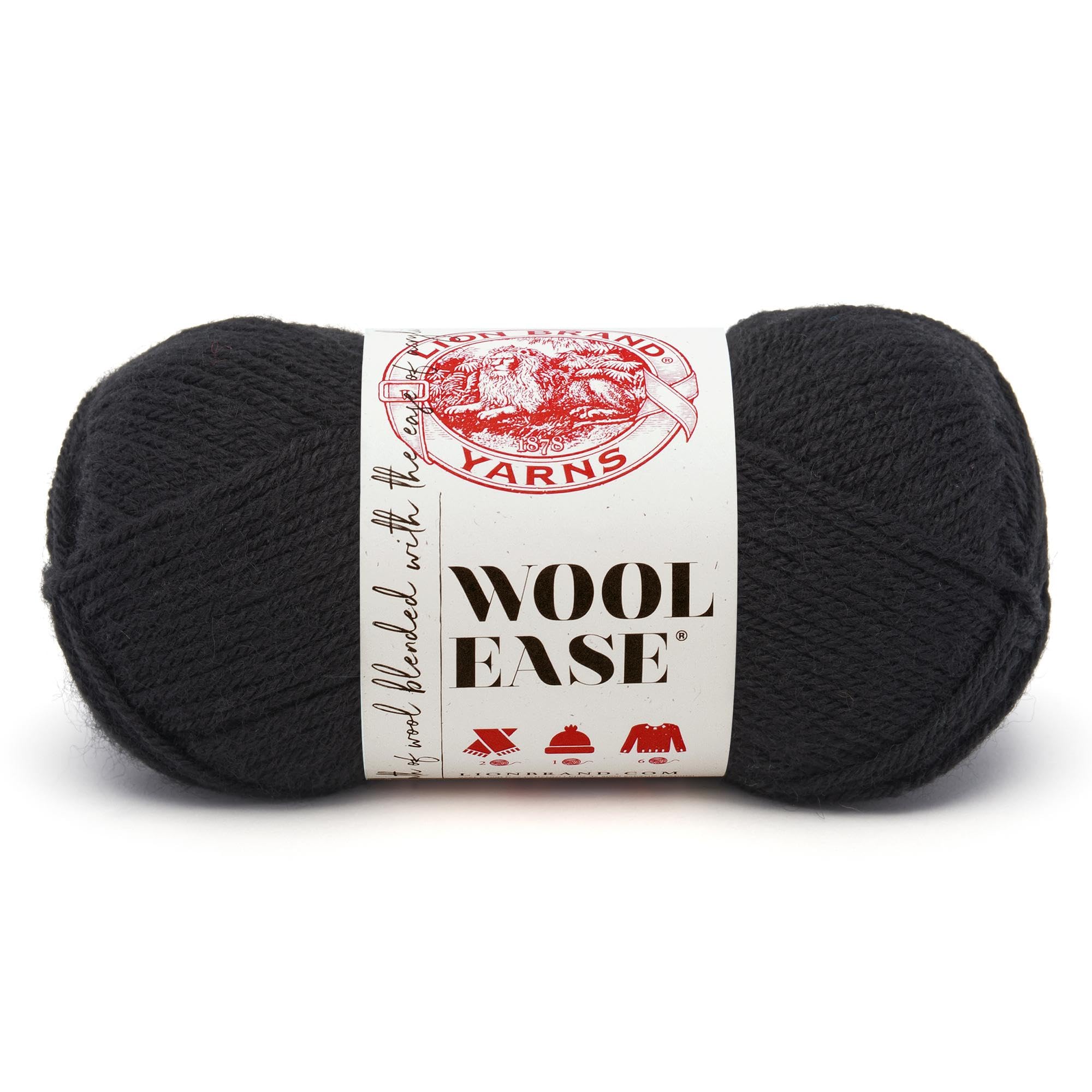 Lion Brand Yarn Wool-Ease, Soft, Worsted Weight Wool Blend Yarn for Knitting, Crochet, and Crafts, Black, 1 Pack โ image 1