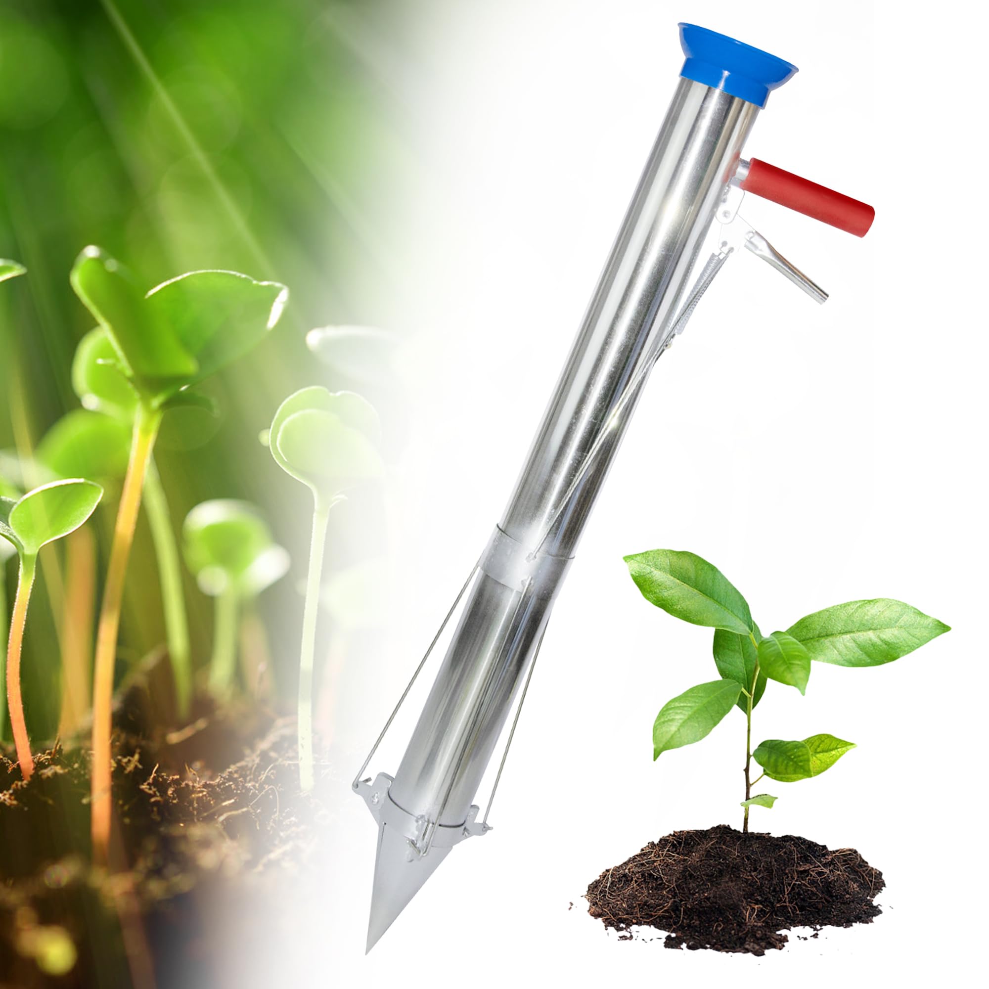Photo 1 of AIWFL Seedling Transplanter Long Handled Bulb Planter Tools Vegetable Young Plant Manual Plant Transplanter Stainless Steel Planting Garden Tools