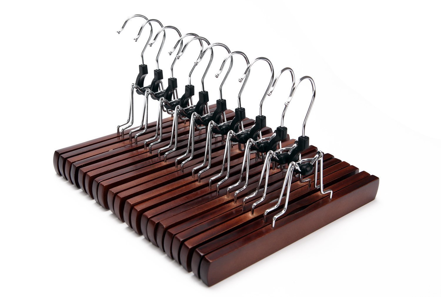 JS HANGER Skirt Hangers NonSlip Wooden Collection Slack Hangers, Cherry Finish, 12Pack Buy