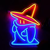 Pinlangdou Black Mage FF Neon Signs Fantasy Lights Wall Final Black Mage Led Vivi Ornitier Sign Party Bedroom Bar Living Room Party Man Cave Game Room Party Gamer Decor 14 * 11 Inch