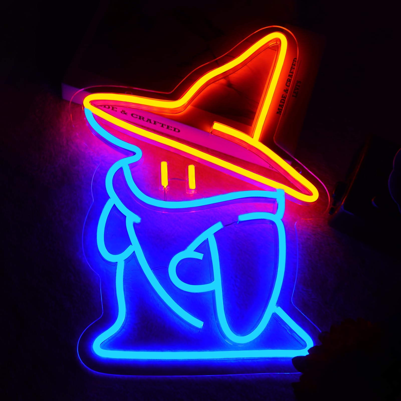Photo 1 of Pinlangdou Black Mage FF Neon Signs Fantasy Neon Lights Final Black Fantasy Mage Led Light Sign Party Masquerade Christmas Bedroom Bar Living Room Party Man Cave Game Room Party Gamer Decor 14 * 11 Inch
