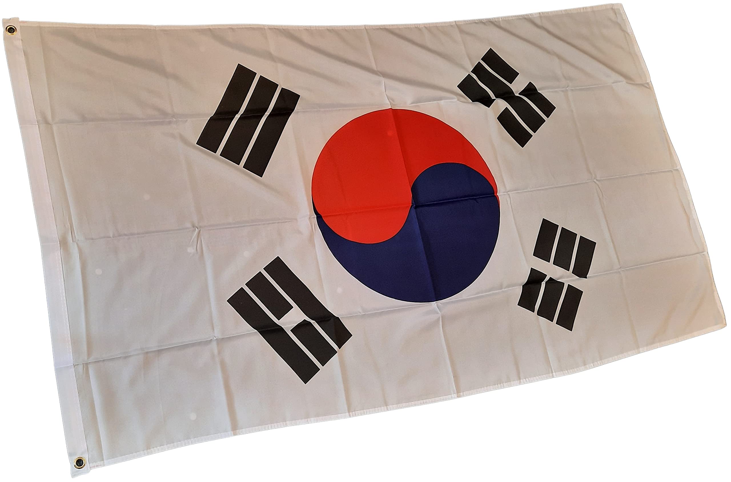 NWFlags South Korea Flag 5ft x 3ft 75d Premium Polyester Suitable For Flagpoles | Strong Polyester 5x3 foot material S Korean flag with Eyelets