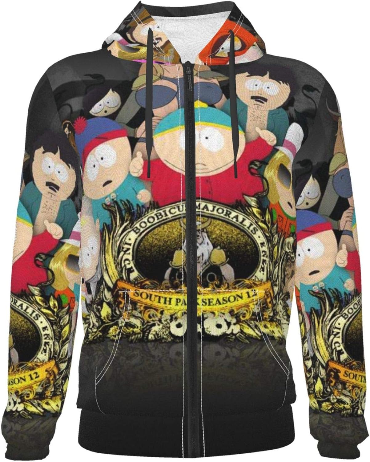 South Park Design Teenagers Zipper Pocket Hoodie Black