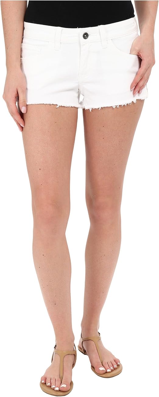 Vans Women's Destroyed Mini 3 Denim Shorts, White Clothing