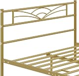 Yaheetech 4ft6 Double Bed Frame Cloud Headboard Metal Slats 363kg Gold view 3