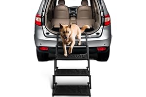 HEEYOO Dog Stairs for Car - Foldable Dog Ramps for Large Dogs with Non Slip Surface, Portable Dog Steps for Cars and SUV, Truck, Support Up to 200 Lbs
