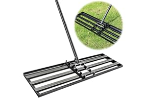 ANSGERY Lawn Leveling Rake, 6.5 FT 36"X10" Long Handle Level Lawn Rake, Black Heavy Duty Lawn Leveler, Effort Saving Lawn Tool for Soil Grass Golf Field and Farm