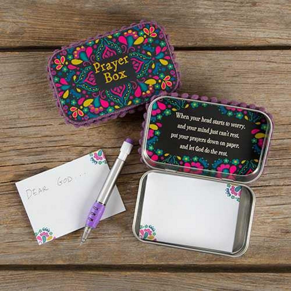 Natural Life Black & Gold Prayer Box with Pencil and Notecards
