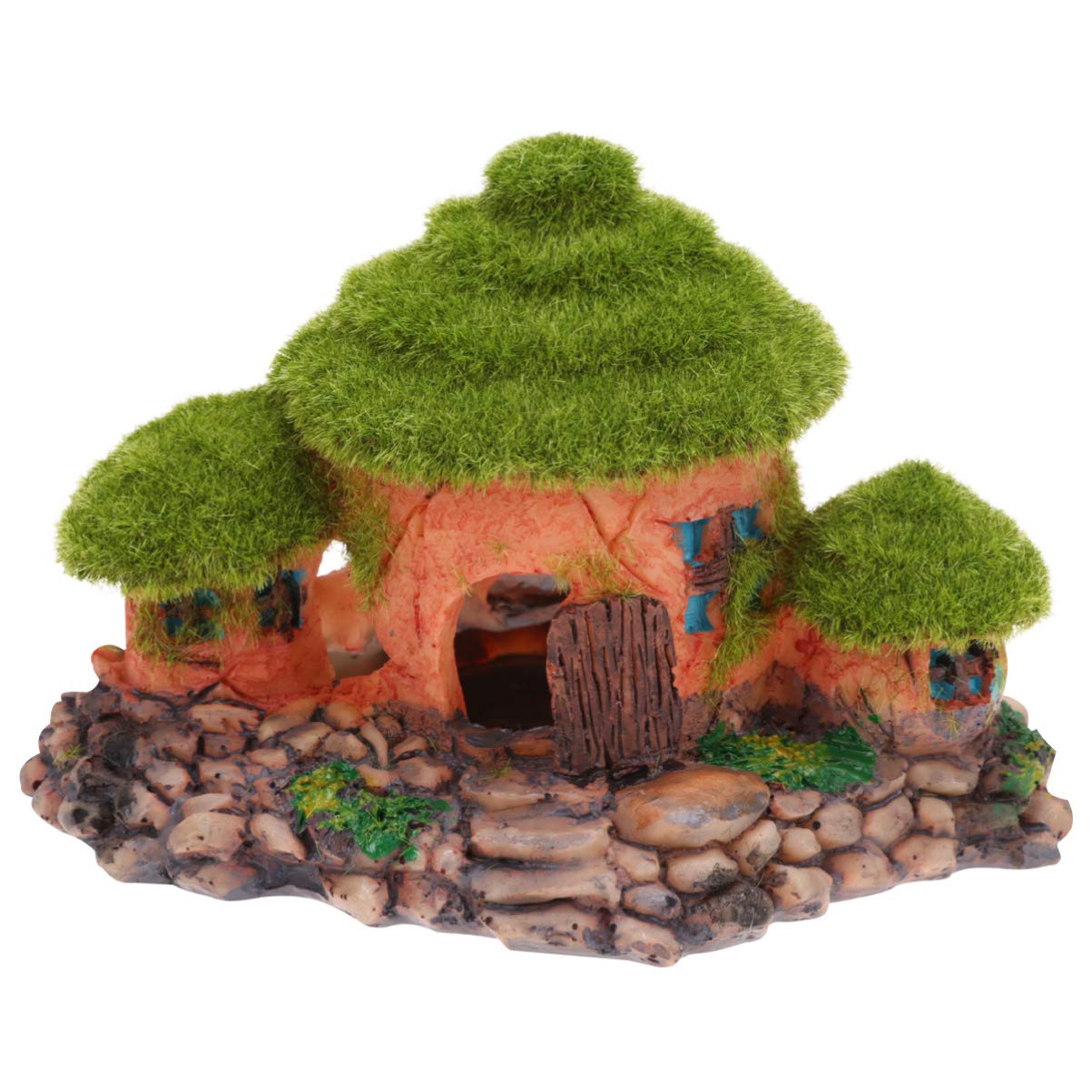 Balacoo Moss Cottage Decoration Resin Aquarium Hideaway Fish Tank Ornament Shelter for Shrimp and Small Fish Home Decor