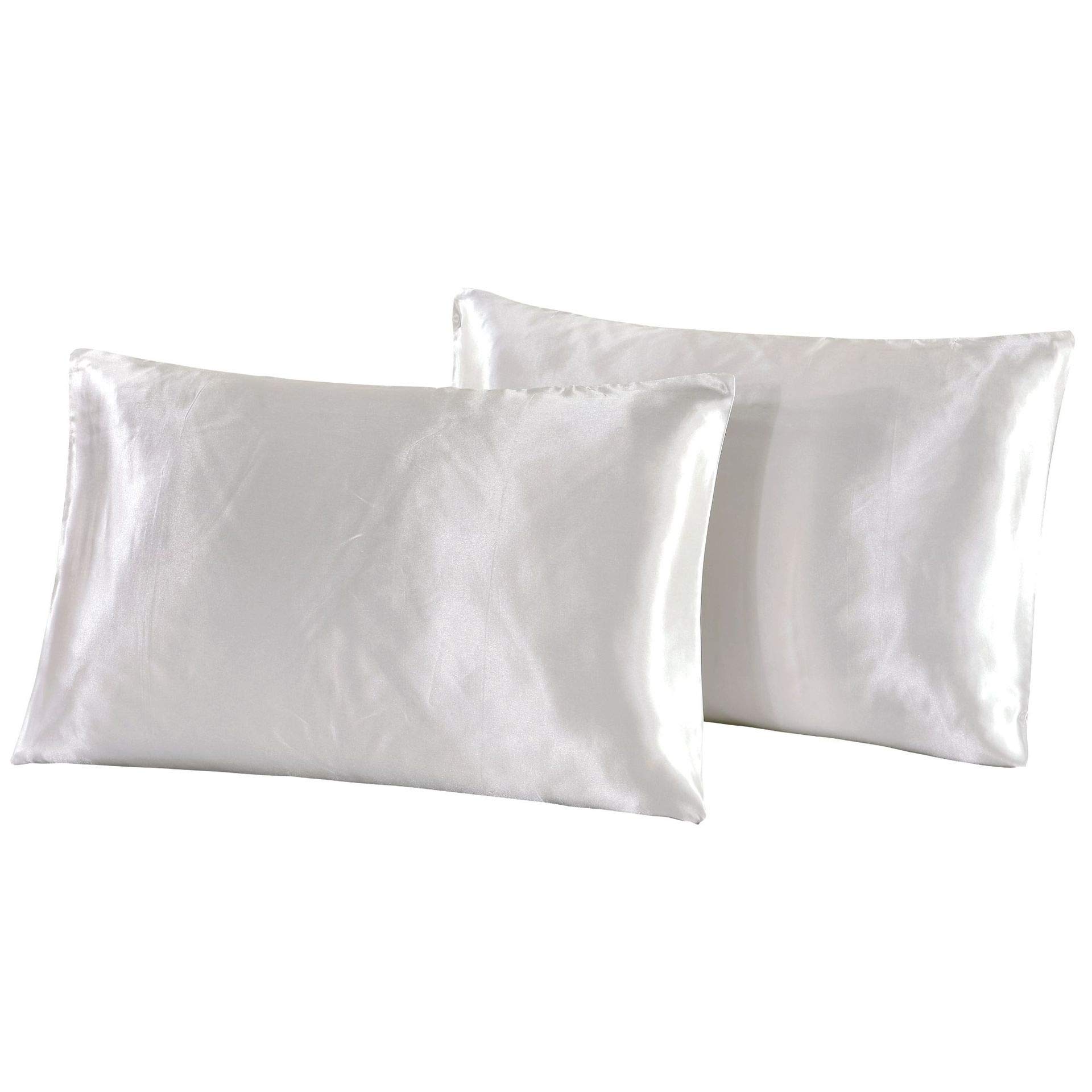 Icecode 2 Pcs Silk Satin Charmeuse Pillowcases Pillow Covers Pair of 2 Standard Size 51 * 76cm Soft Pure Mulberry Silk for Hair and Facial Beauty (White)