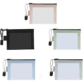 Classycoo Mini Zipper Mesh Bags 5 Pack, 3" x 4.3" Nylon Small Zipper Mesh Pouch Key Credit Card Holder, Coin Purse, Portable Travel Makeup Cosmetic Bags Organizer for Lipstick(5 Colors, Pink)