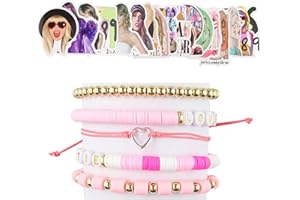 ARZASGO 5 Pcs Singer Bracelets Set Friendship Bracelets for Women Girls, with 50 Pcs Singer Music Theme Stickers for Fans