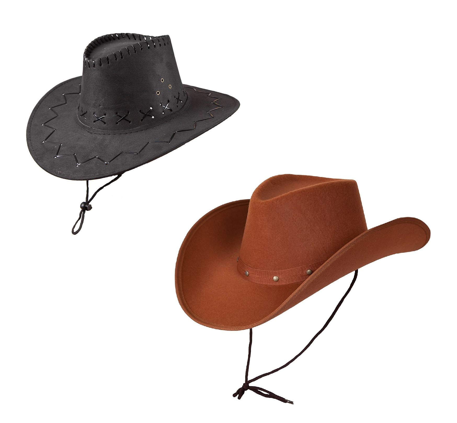 Wicked Costumes Adult Deluxe Suede Cowboy Hat & Brown Texan Country Western Rodeo Rancher Hat Set