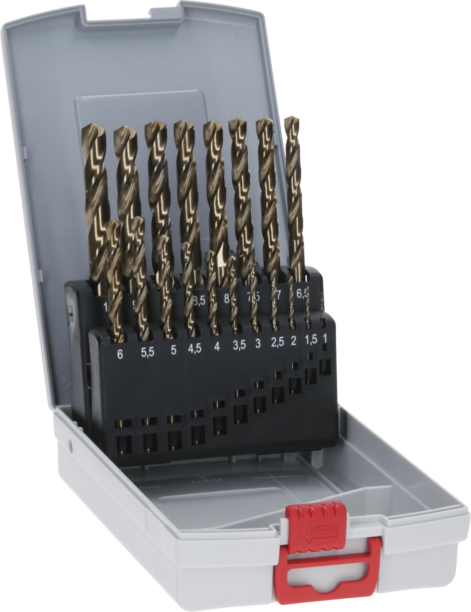Bosch Professional 2608587014 19-Piece HSS-Cobalt ProBox Metal Drill Bit Set (for Stainless Steel, Accessories for Drill Drivers), Gold, 1mm-10mm โ image 1