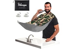 PELOCAPA Beard Shaving Bib Non-stick Beard Grooming Catcher Beard Trimming Styling Bib with 2 Suction Cups and Storage Bag (Green)