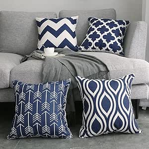 blue geometric throw pillows