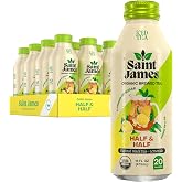 Saint James Iced Tea Organic Black Tea &amp; Lemonade, Half &amp; Half, 12 Pack | 16 fl oz each, Non-GMO, Gluten Free, Low Calorie, Low Sugar