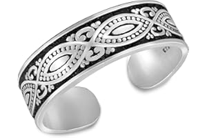 AeraVida Sleek Unisex Balinese Marquise Design Sterling Silver Long Toe or Pinky Ring, 0.20 inch