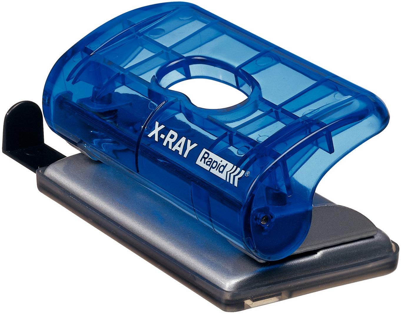 Rapid F5 Mini 2 Hole Punch, Punches up to 10 Sheets, Adjustable Guide Bar, Compact Design, Translucent Blue, 21162804 — image 1