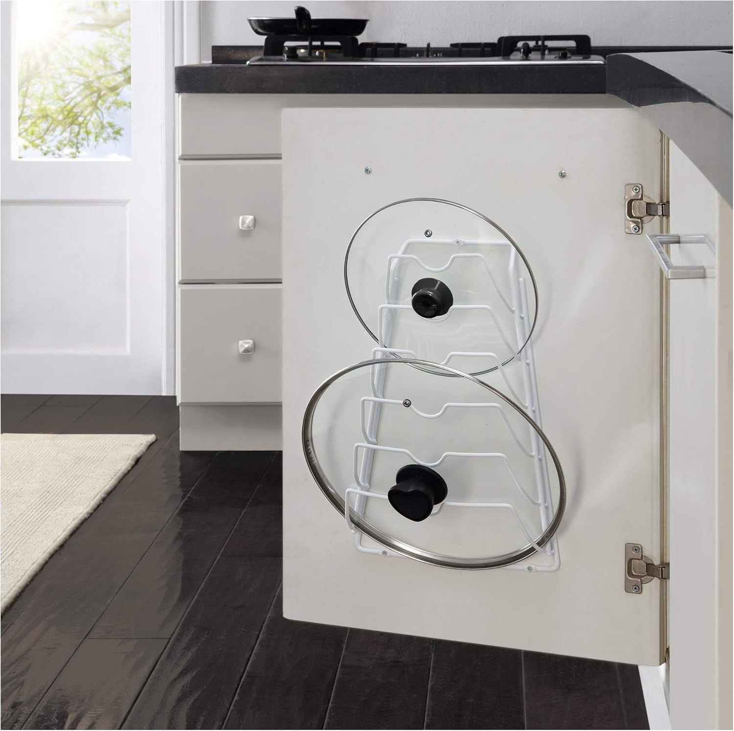 Organize It All 1963W Metal Pot Lid Rack, White, 10.63: Home & Kitchen