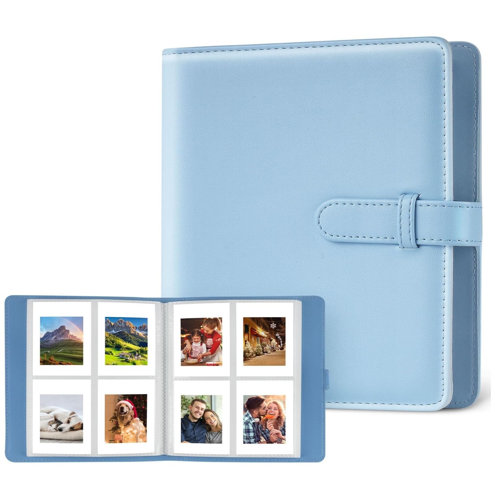 Flintronic Photo Albums, 256 Pockets Scrapbook Memory Book, 64 Pages Mini Film Album for Polaroid Zink Photos Paper/Fujifilm Instax Mini Film/Kodak Zink/HP Sprocket Photo Paper- Blue