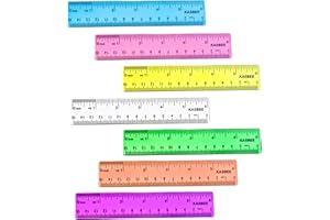 Plastic Rulers, 6 Inch Colorful Transparent Rulers, Rulers with Centimeters and Inches, Plastic Measuring Ruler for Kids, Sch