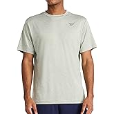 Reebok Mens Reflective Small Logo Crewneck T-Shirt, Standard Fit, Lightweight Cool Touch Jersey Fabric