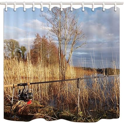 Amazon Com Cdhbh Fishing Shower Curtains Fishing Rod Wetland Read
