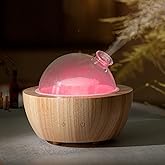 Wanlola 280ml Glass Essential Oil Diffuser with Natural Wood Base, The 2025 Upgrade Aromatherapy Diffusers for Home, Cool Mist Air Aroma Diffuse Humidifier with 7 Color Lights for Office, Bedroom