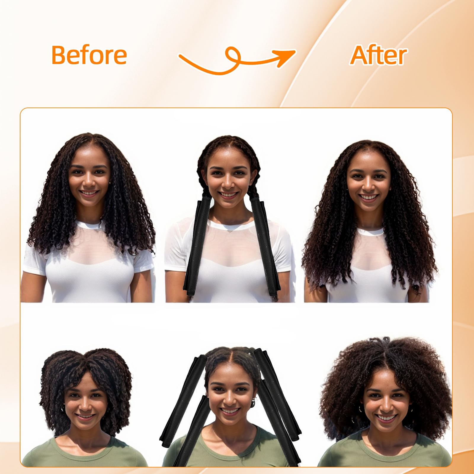 Lock Curly Hair Stretcher and Length Maintainer - Prevent Shrinkage with No-Heat Styling Net for An Elongated Look (13IN*4PCS)