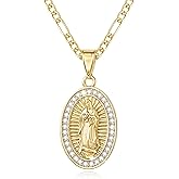 TERDENVOEN Catholic Gift Virgin Mary Necklace for Women, 14K gold plated Guadalupe Pendant Necklace Mother Mary, Cubic Zirconia Virgen de Guadalupe Charm Lady of Guadalupe Womens Jewelry Gift